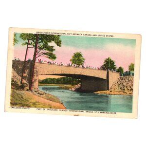 Bridge Over International Rift Postcard Thousand Islands St Lawrence River Bond